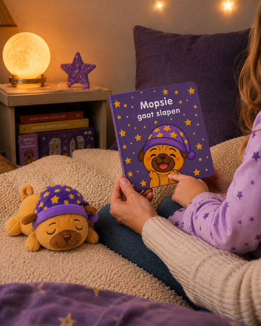Mopsie gaat slapen | Bedtijdboekje + knuffeltje